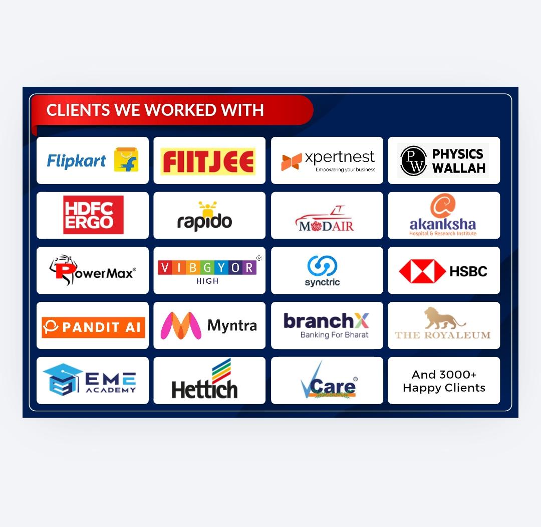 Clients We Worked With - Flipkart, FIITJEE, HSBC, Myntra, Rapido and 3000+ more